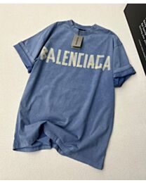 Balenciaga Women's Logo Print T-Shirt Light Blue