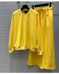 Louis Vuitton Women's Sports Sweatshirt Suit Yellow