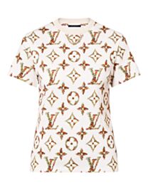 Louis Vuitton Women's T-Shirt mit floralem Monogram-Motiv Cream