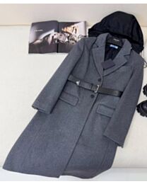 Prada Women's Hooded Long Coat Gray
