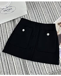Prada Women's Wool Satin Miniskirt Black