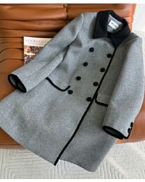 Saint Laurent Women's Woolen Coat Gray