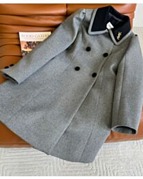 Saint Laurent Women's Woolen Coat Dress Gray