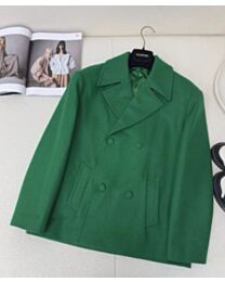 Valentino Women's Double-breasted Loose-fitting Woolen Coat Green