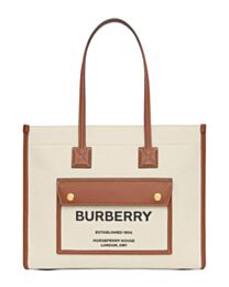 Burberry Two-tone Canvas And Leather Small Freya Tote