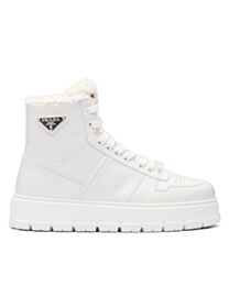 Prada Women's Leather And Shearling High-top Sneakers 1T948M White