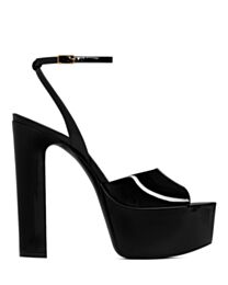 Saint Laurent Women's Jodie Platform Sandals In Patent Leather Black